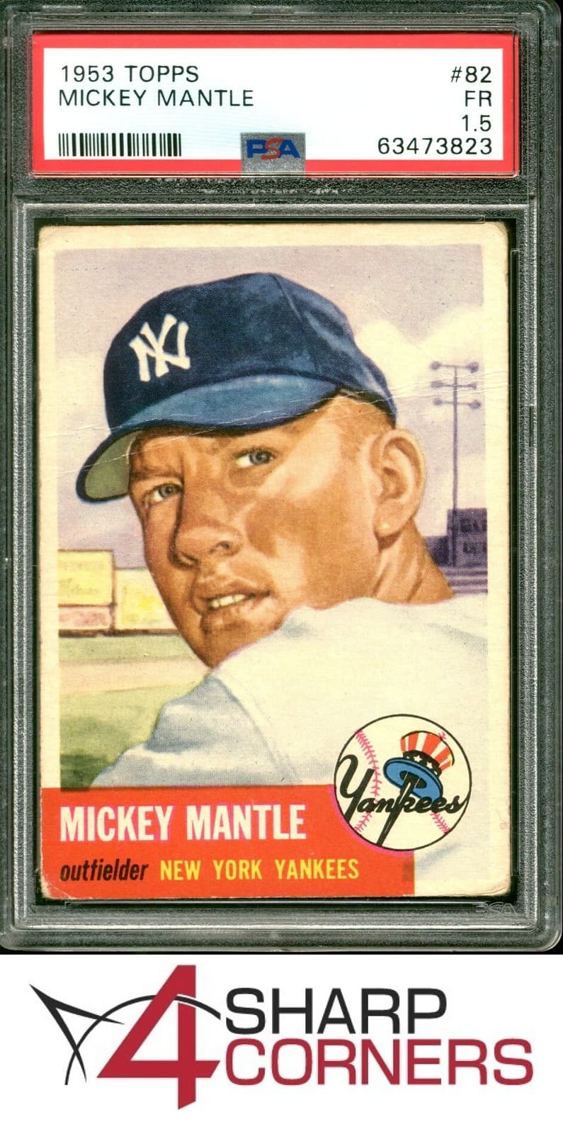 1953 TOPPS #82 MICKEY MANTLE YANKEES HOF PSA 1.5