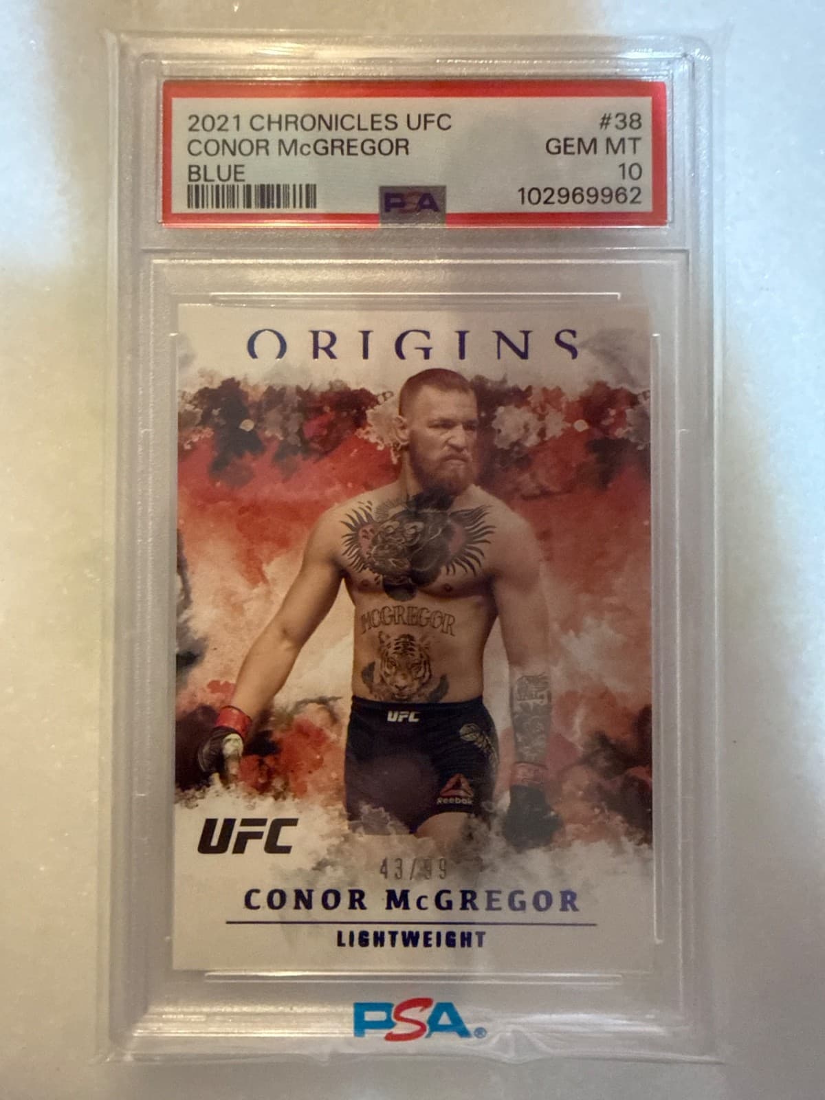 Conor Mcgregor 43/99 Blue Origins Panini Chronicles#38 Ufc 2021 Psa 10 Mma
