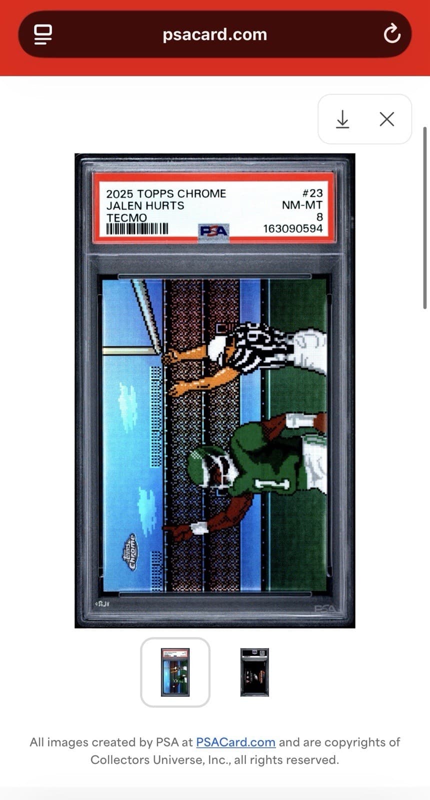 2025 Topps Chrome Tecmo #23 Jalen Hurts Psa 8