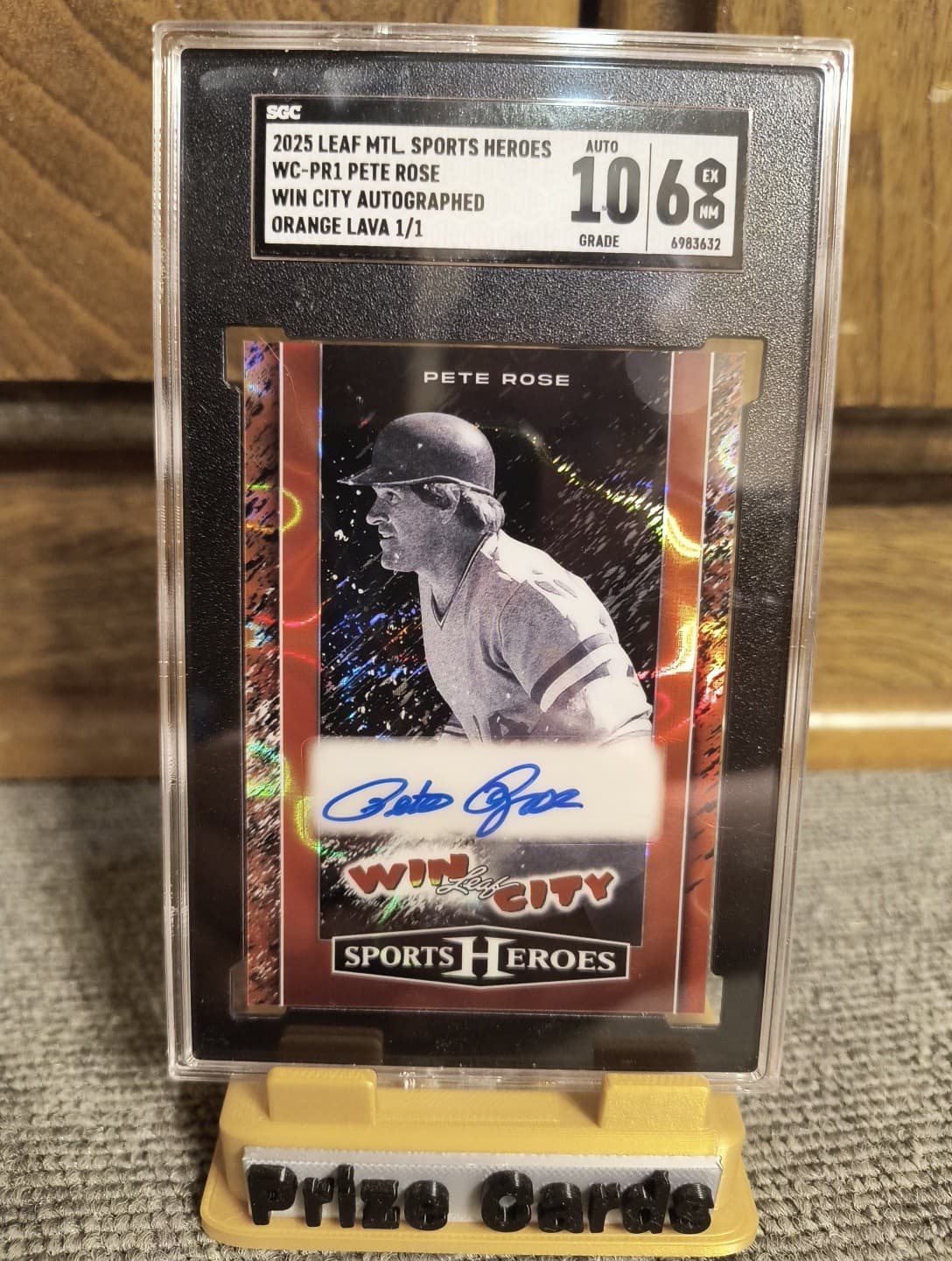 Pete Rose 2025 Leaf Metal Sports Heros Win City Autographed Orange Lava 1/1