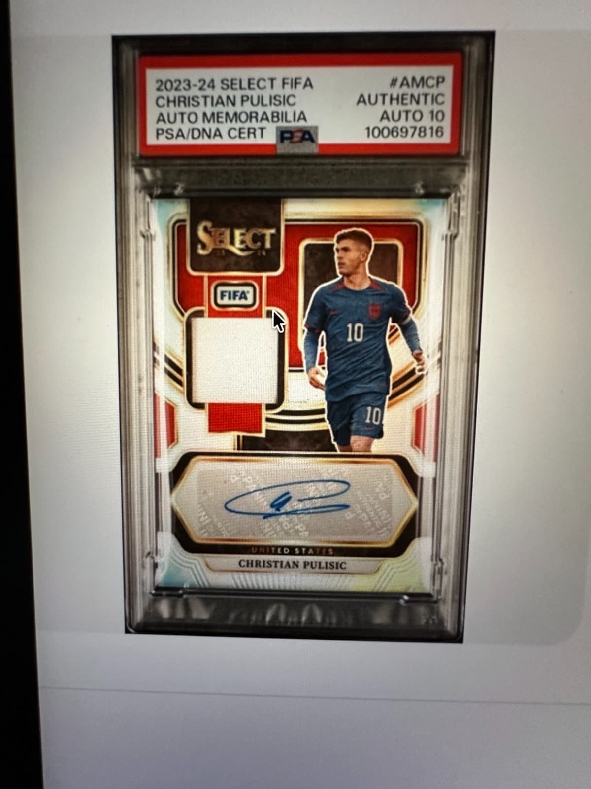 🔥 POP 1 Christian Pulisic Auto PSA 10 Jersey Patch 2023-24 Select FIFA Soccer 