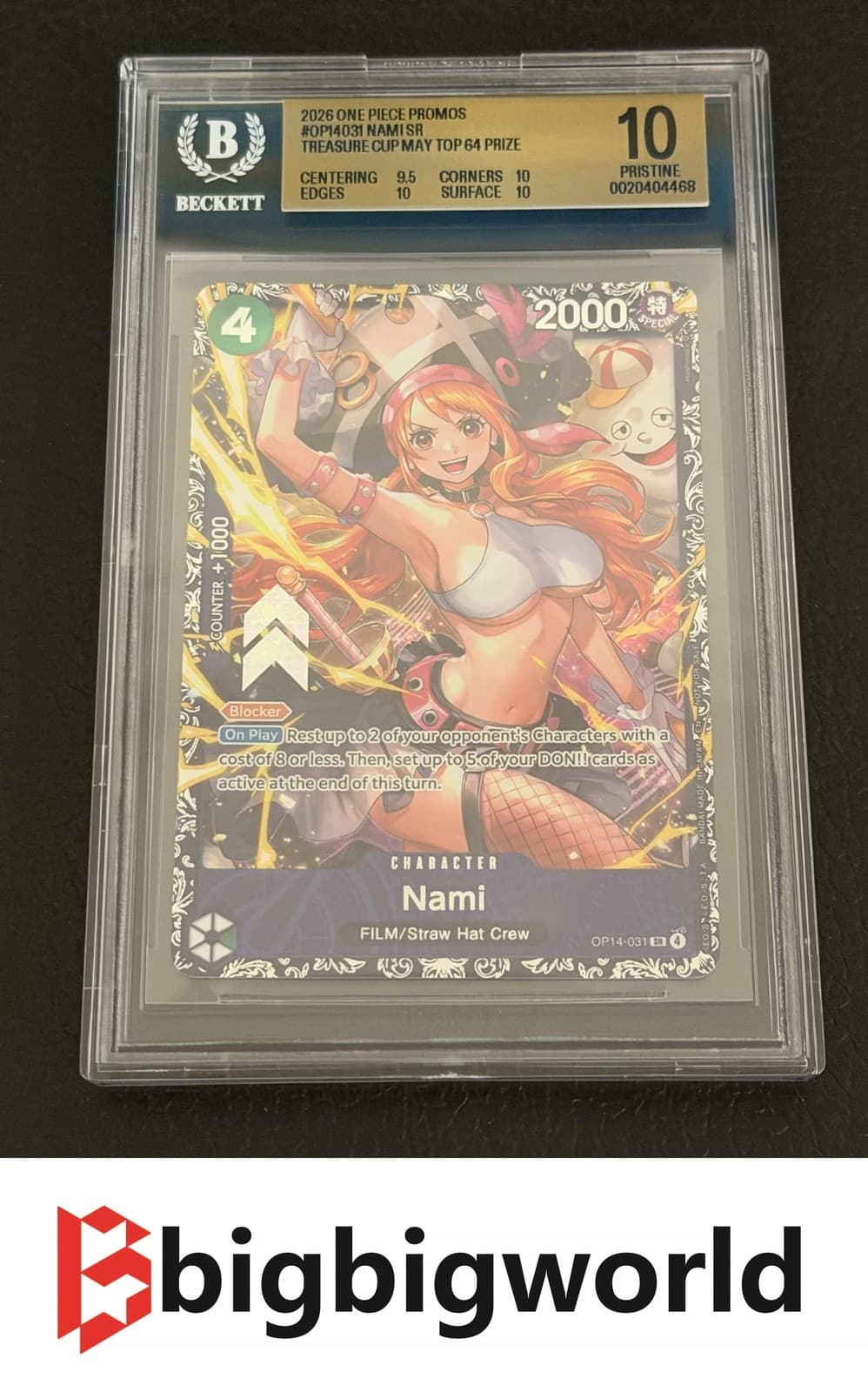 One Piece Card Game Nami OP14-031 Treasure Cup May Top 64 Prize BGS10