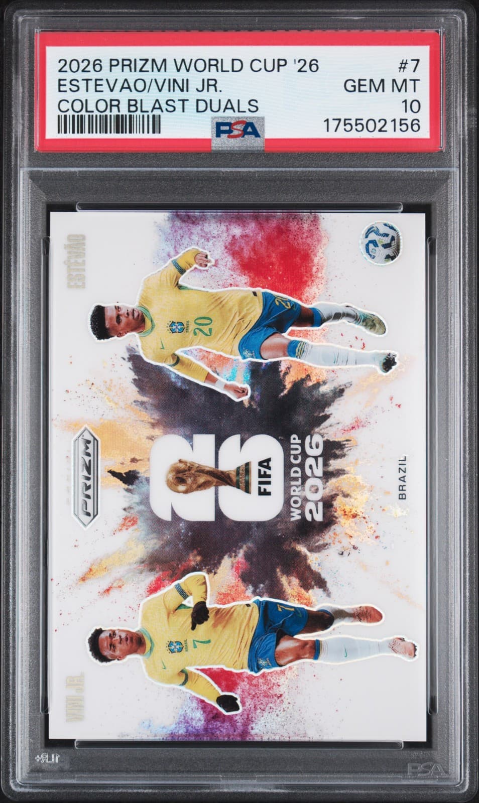 2026 Panini Prizm Fifa World Cup 2026 Color Blast Duals Estevao/Vini Jr. Psa 10