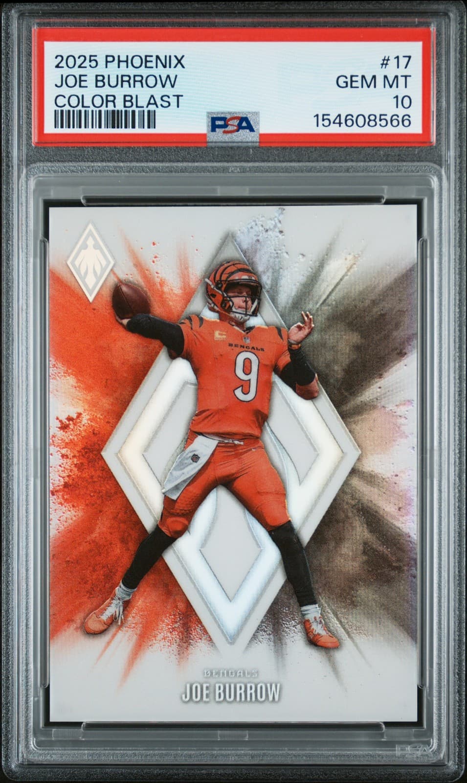 2025 PANINI PHOENIX COLOR BLAST #17 JOE BURROW PSA 10