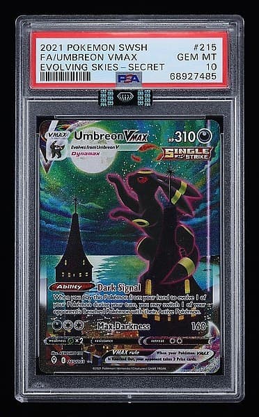 POKEMON UMBREON VMAX 2021 SWSH EVOLVING SKIES #215 SECRET PSA 10/MBA BLACK