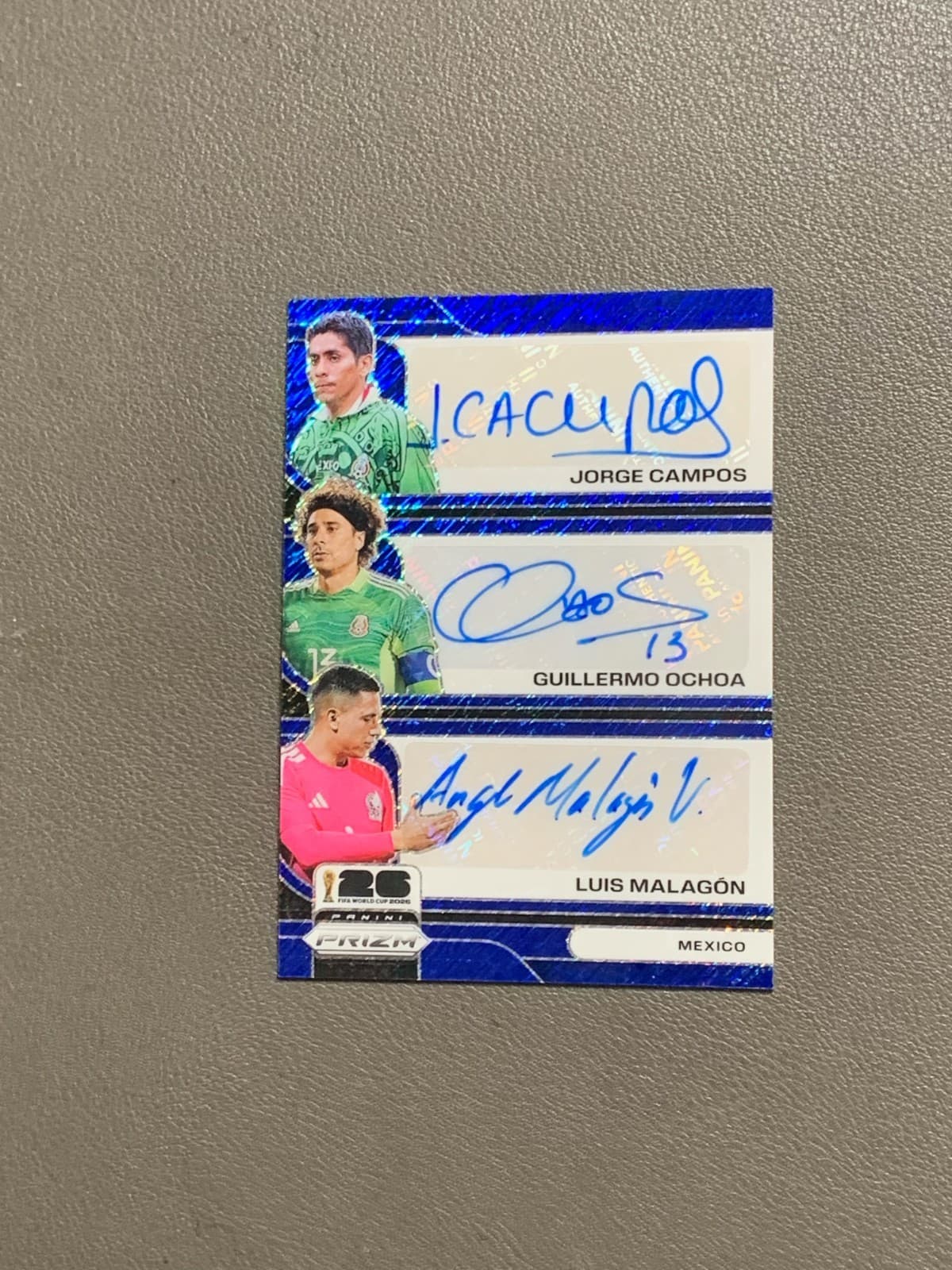 2026 Prizm World Cup Jorge Campos Guillermo Ochoa Luis Malagon Auto Blue Shimmer