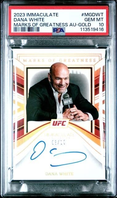DANA WHITE UFC GOLD /10 POP 1 PSA 10 AUTO 2023 IMMACULATE #MG-DWT MMA ON-CARD