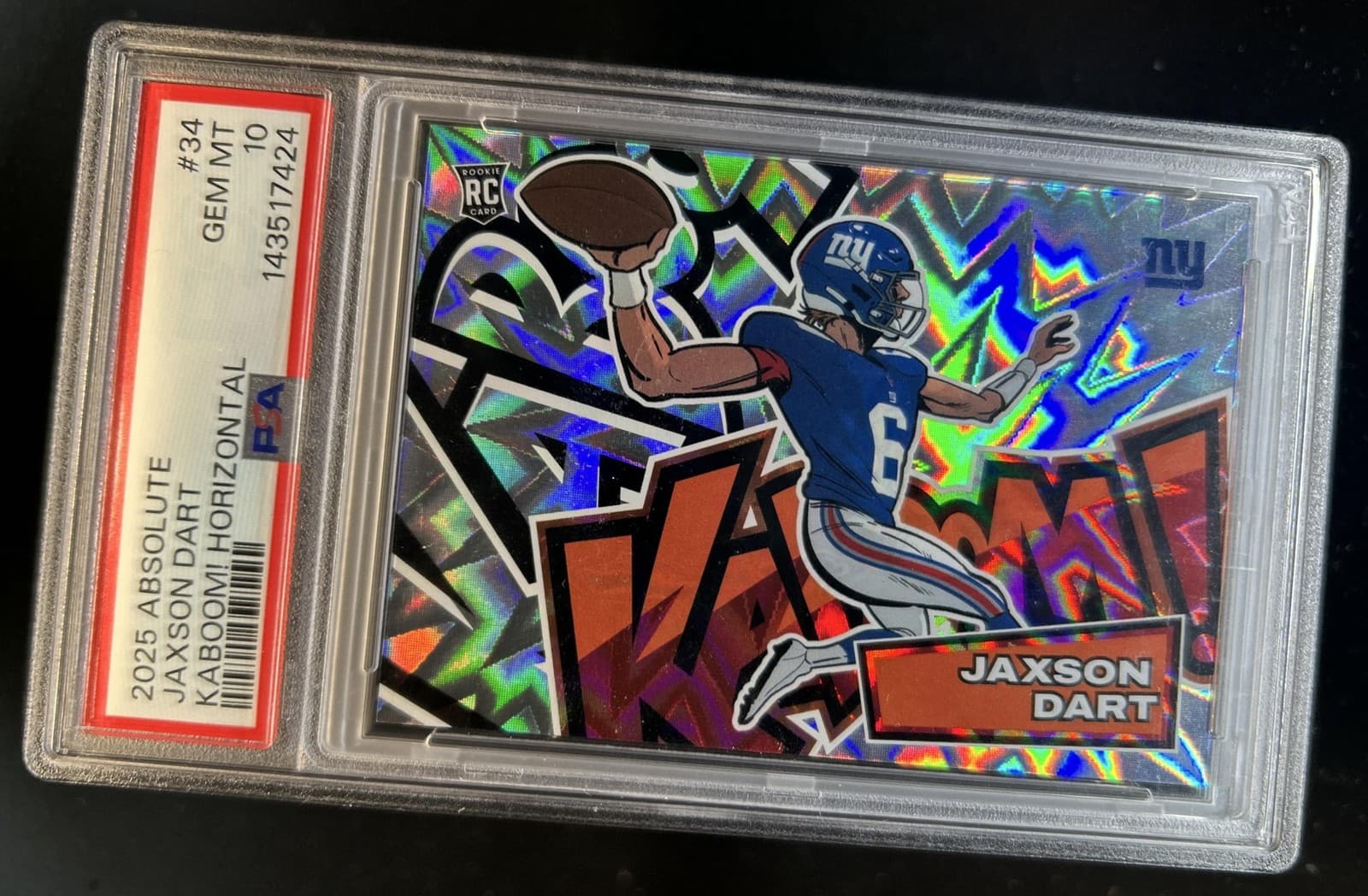 2025 Panini Absolute Jaxson Dart Kaboom - Horizontal Rookie RC #34 Giants PSA 10
