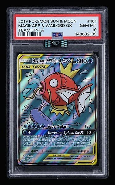 POKEMON MAGIKARP & WAILORD GX 2019 S&M TEAM UP #161 TEAM UP-FA PSA 10/MBA BLACK