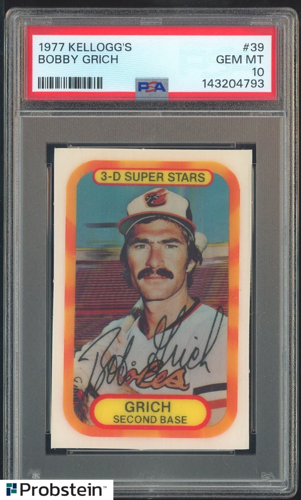 1977 Kellogg's 3-D #39 Bobby Grich Baltimore Orioles PSA 10 Gem Mint