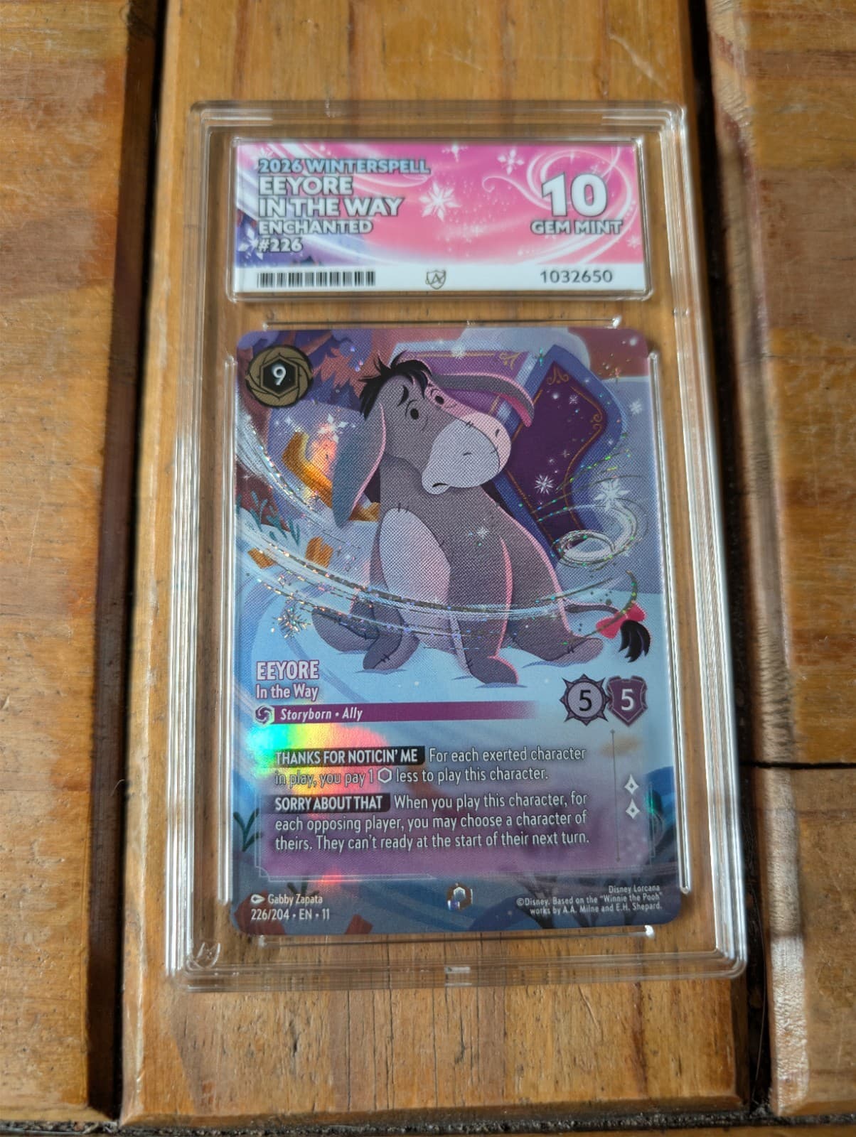 Disney Lorcana Winterspell Eeyore In The Way Enchanted 226/204 ACE 10 GEM MINT