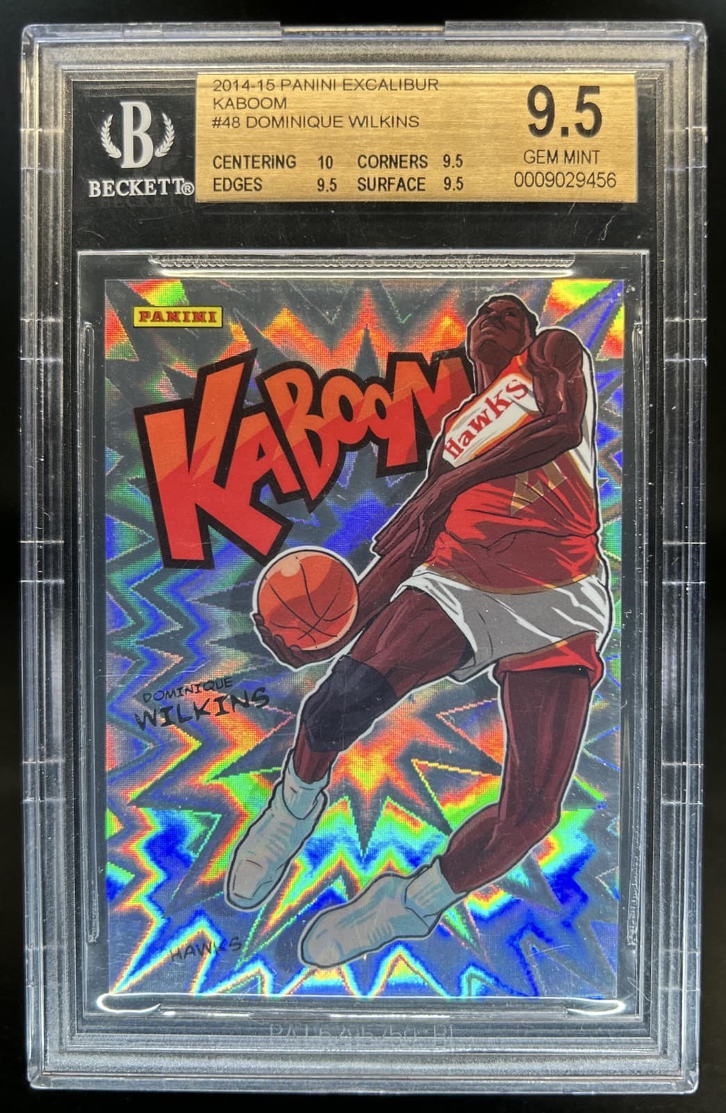 2014-15 Panini Excalibur Dominique Wilkins Kaboom! SSP #48 Hawks BGS 9.5