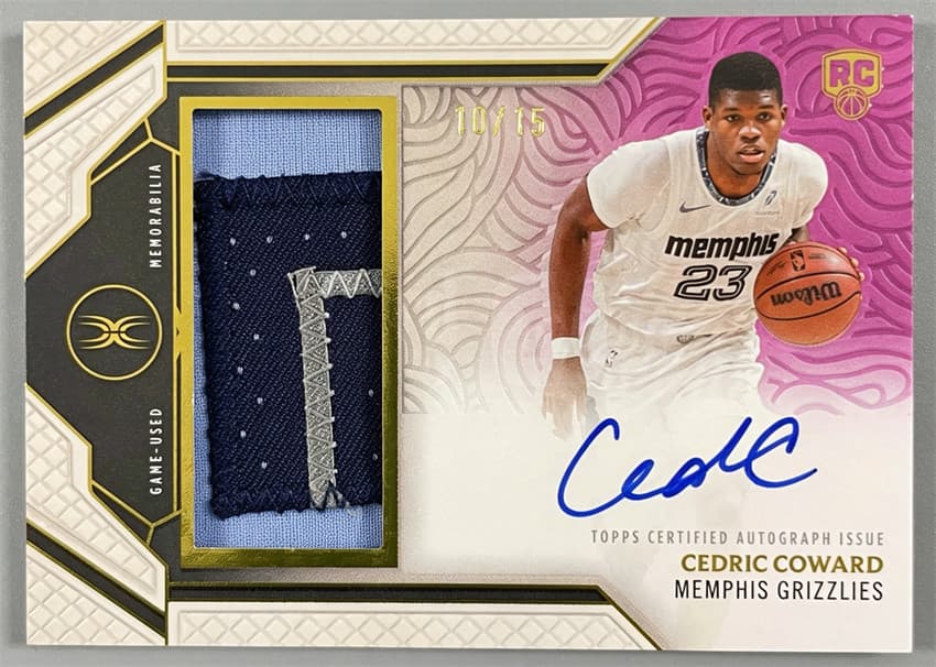 2025-26 Topps Definitive Collection Cedric Coward RC Pink Relic Patch Auto /15