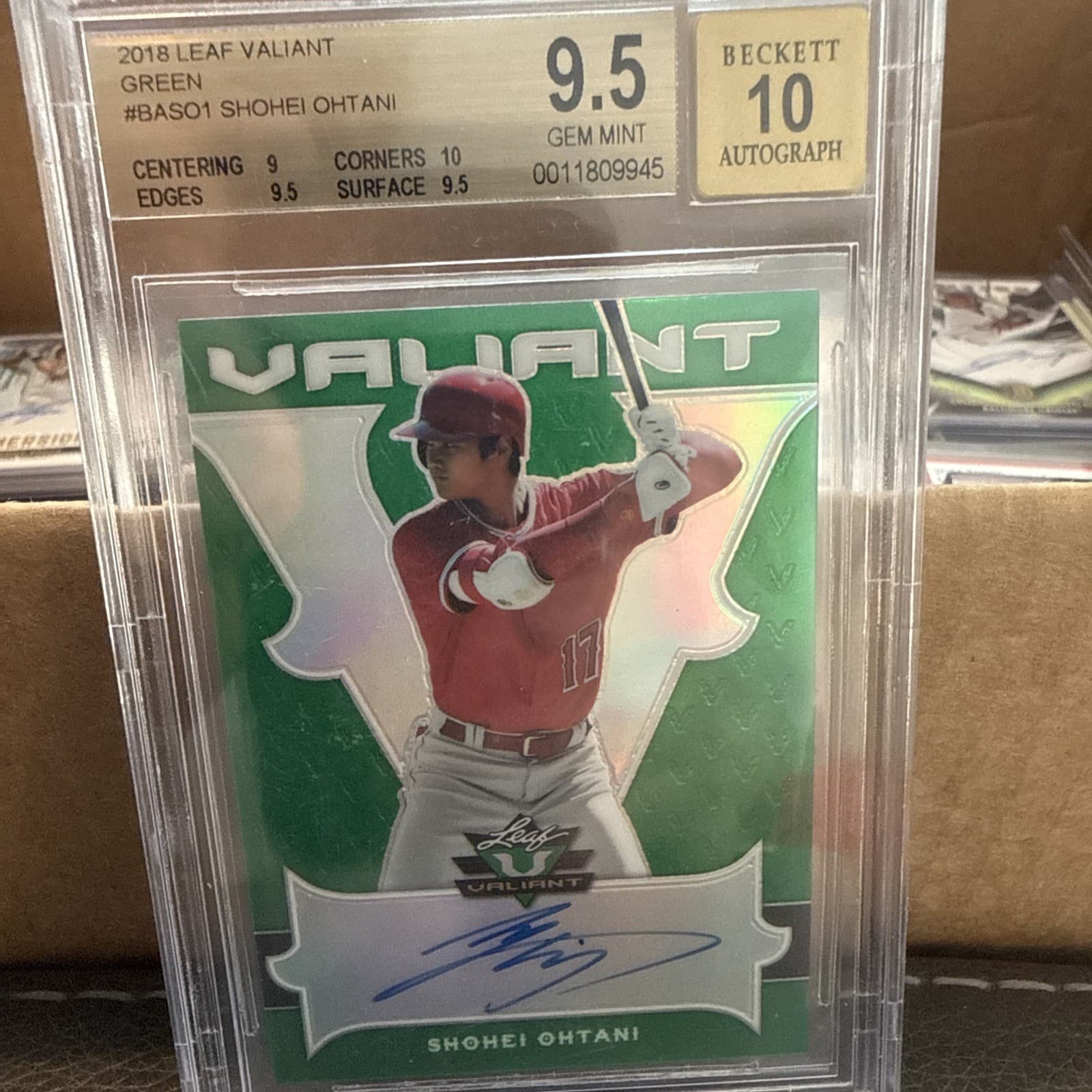 2018 Leaf Valiant - Shohei Ohtani #BA-SO1 Green /99 (AU, RC)