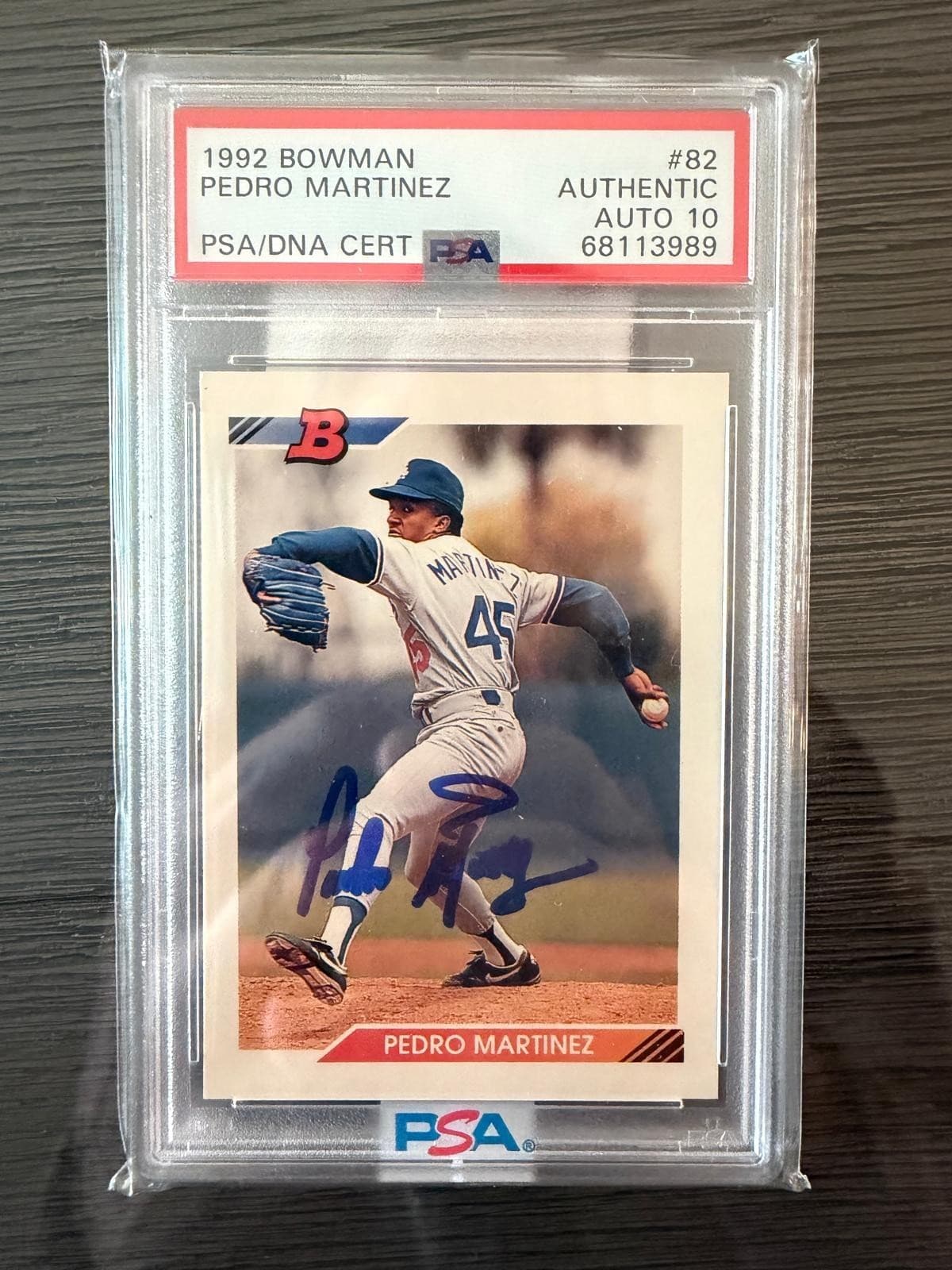 SIGNED 1992 BOWMAN #82 PEDRO MARTINEZ ROOKIE CARD