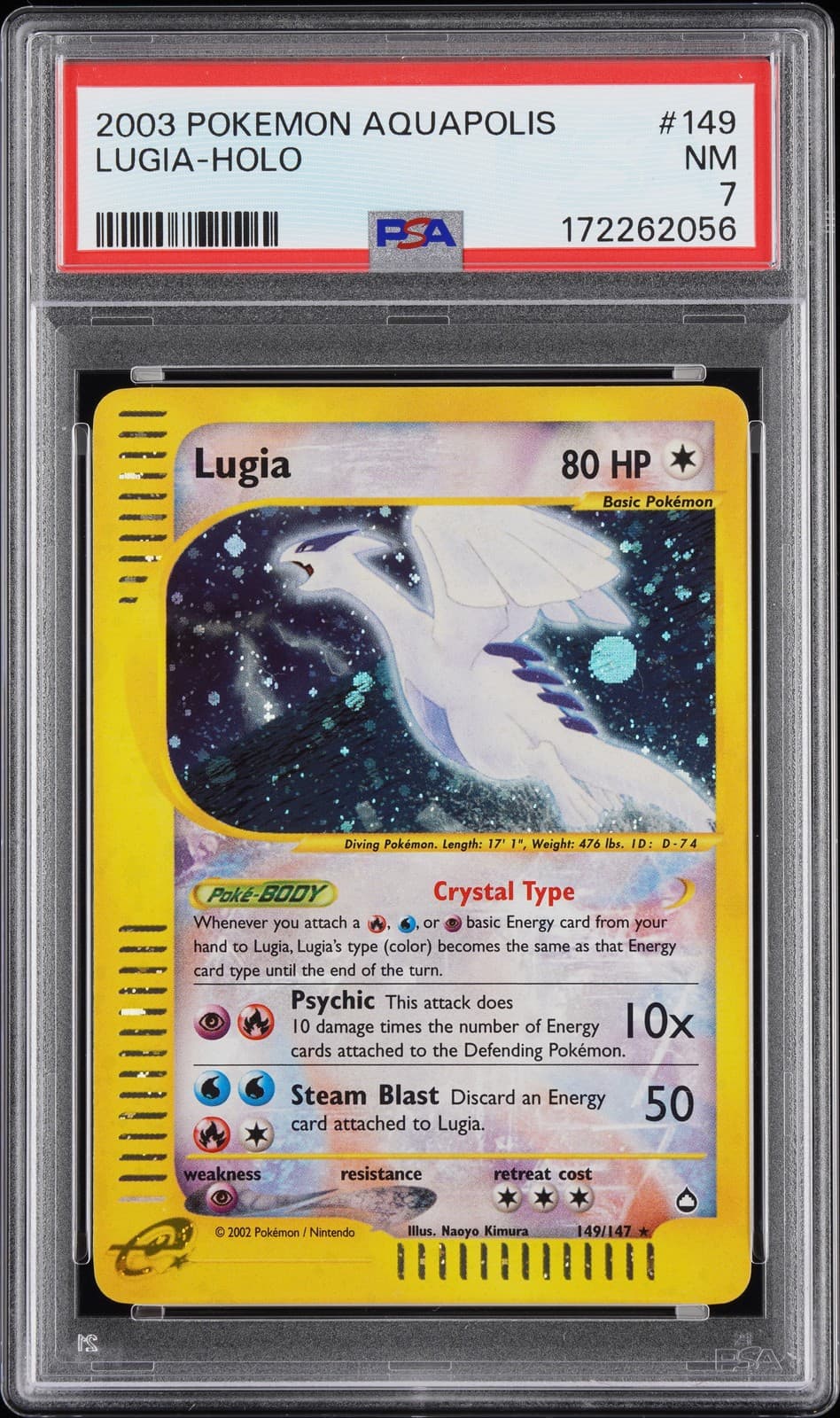 Pokemon Lugia Crystal Holo Aquapolis 149/147 PSA 7