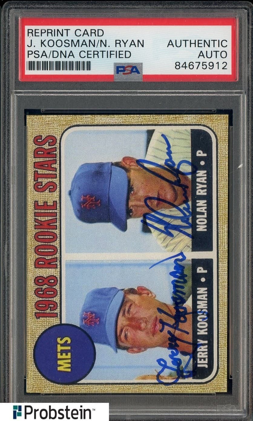 Nolan Ryan HOF Jerry Koosman Signed 1968 Topps #177 Retro RC PSA/DNA AUTO