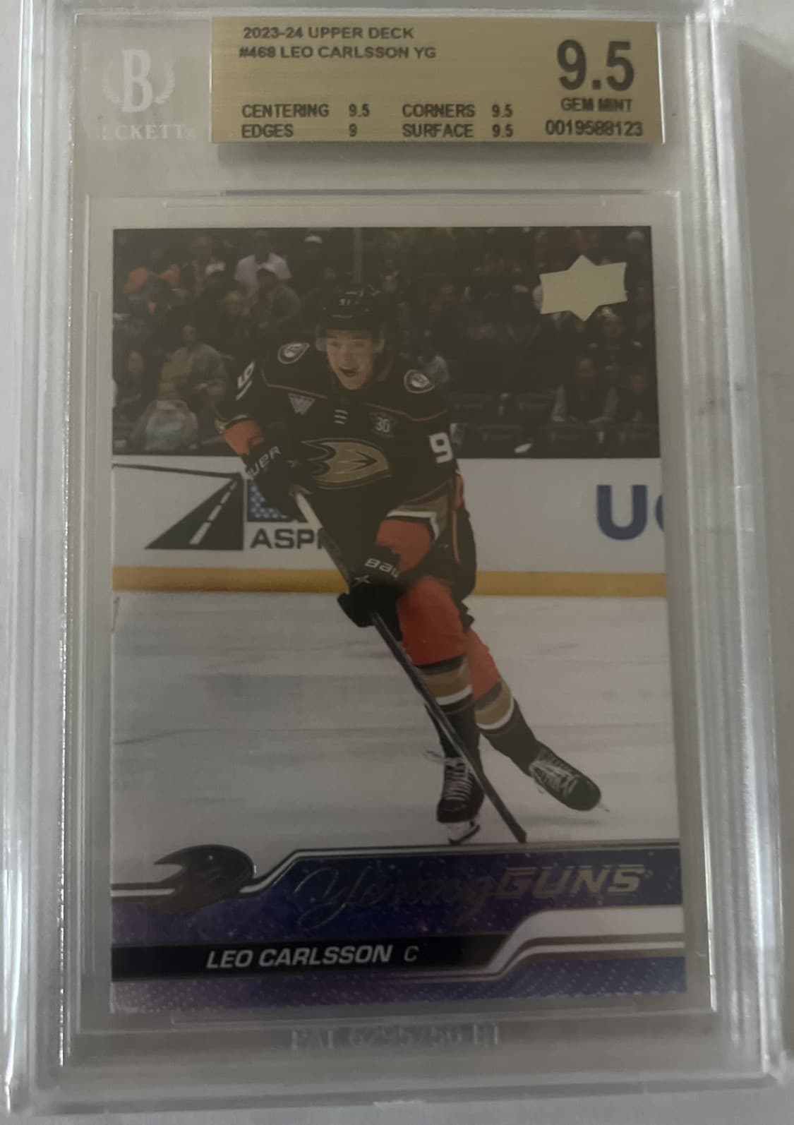 Leo Carlsson 2023-24 Upper Deck Series 2 Young Guns RC #468 BGS 9.5 Gem Mint