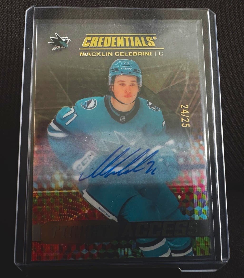 Upper Deck 2025-26 Credentials Ticket Access Macklin Celebrini Auto /25 🔥
