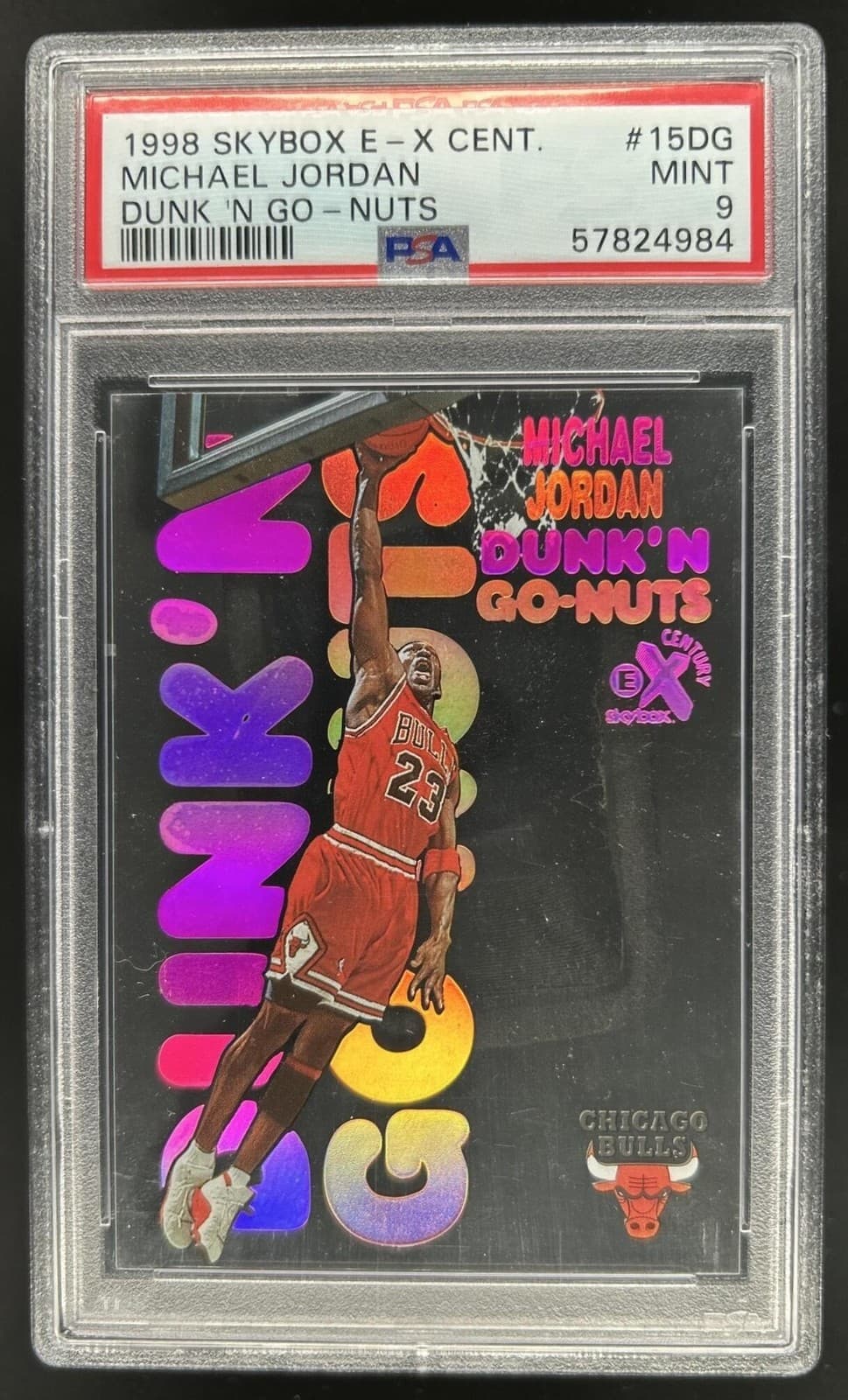 1998-99 Skybox x E-X Century Michael Jordan Dunk'N Go Nuts #15DG Bulls PSA 9