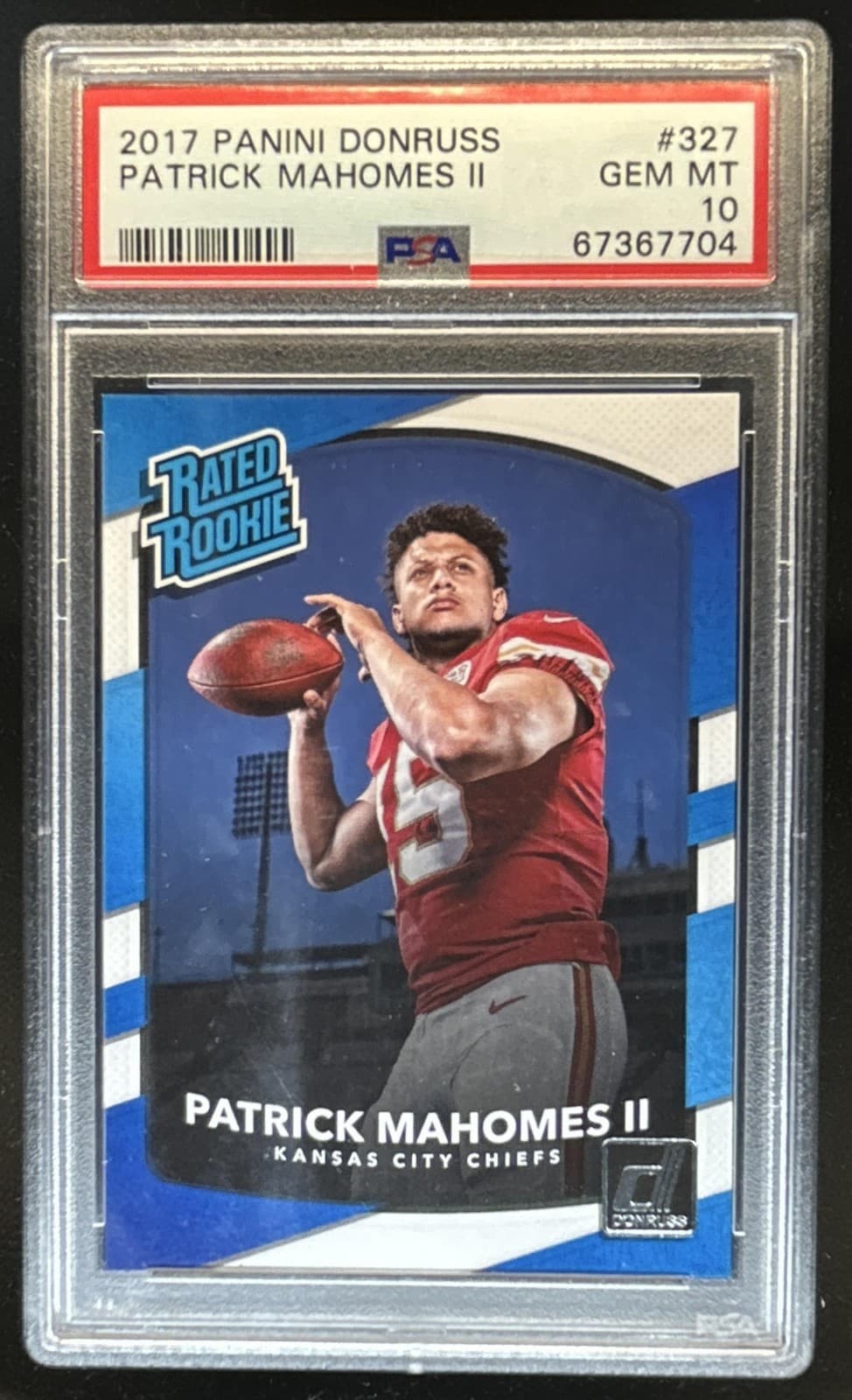 2017 Panini Donruss Patrick Mahomes II RC Rated #327 Chiefs PSA 10 Rookie