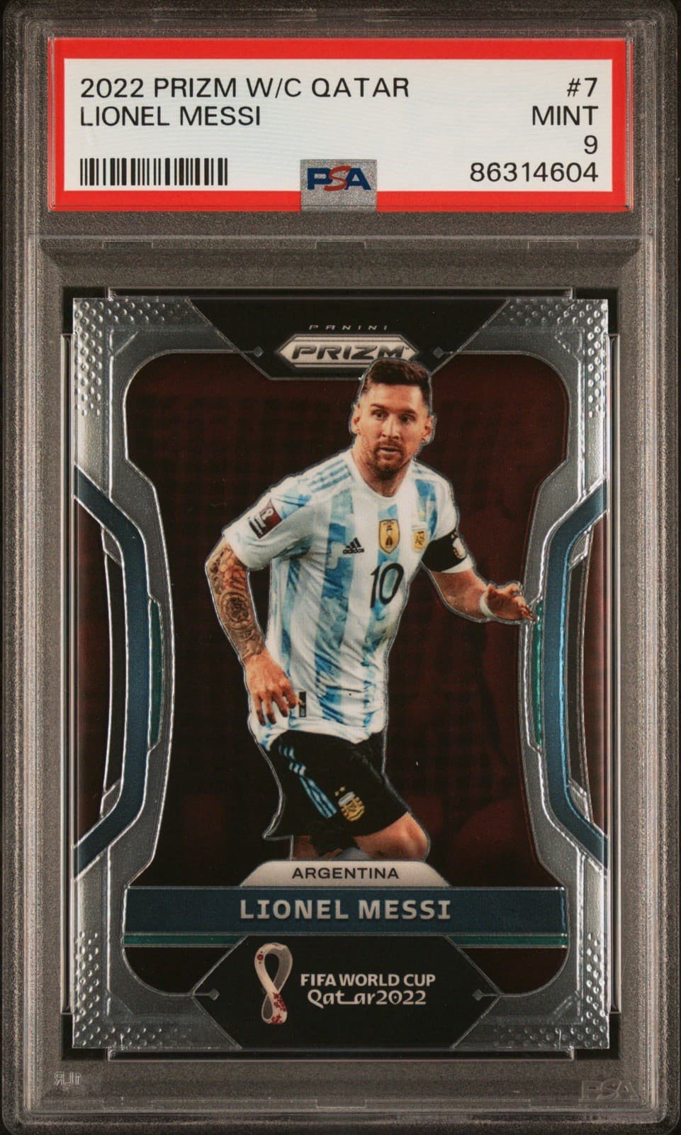 2022 Panini Prizm World Cup Qatar #7 Lionel Messi Psa 9 Argentina Champions 🐐