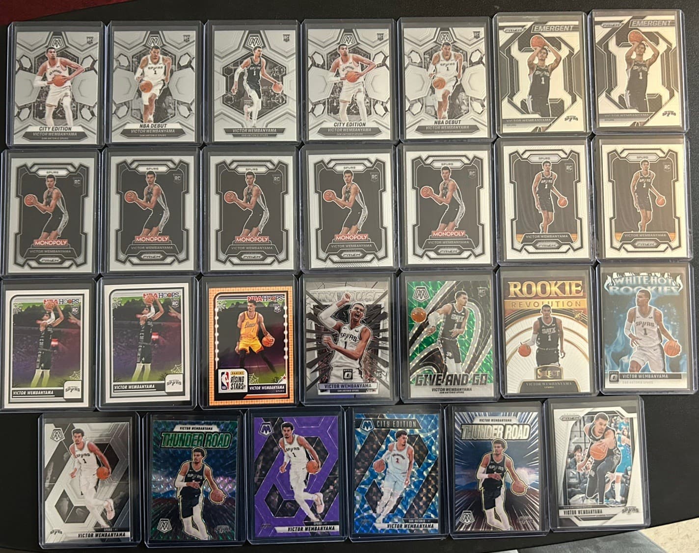 2023-24, 24-25 Victor Wembanyama Panini Prizm, Mosaic, Select, Optic Rookie Lot!