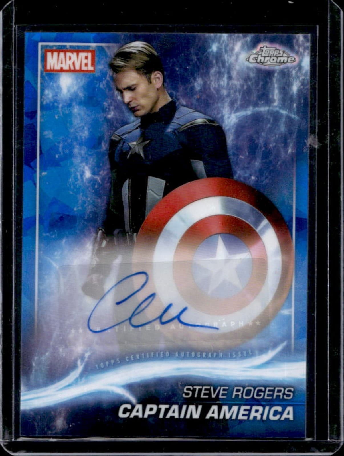 2025 Topps Chrome Marvel Sapphire Chris Evans as Captain America Auto #AA-CE