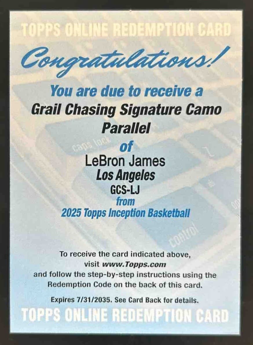 2025 Topps Inception LeBron James Grail Chasing Camo Auto Autograph #/10