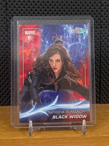 2025 Topps Chrome Sapphire Marvel Studios Natasha Romanoff Black Widow Red /5