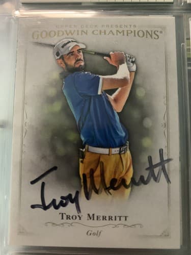 2 Troy Merritt autographed UPPER DECK golf trading cards