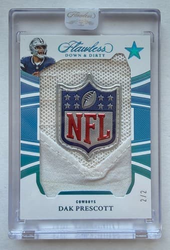 DAK PRESCOTT - 2025 Panini Flawless - Down & Dirty Patch NFL SHIELD #/2 Cowboys!