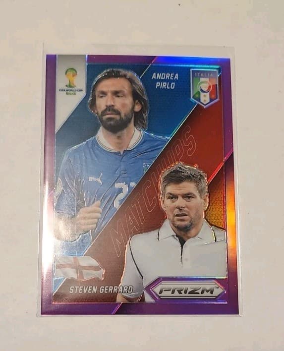 2014 Prizm World Cup Steven Gerrard/Andrea Pirlo Matchups PURPLE Prizm # 11/99
