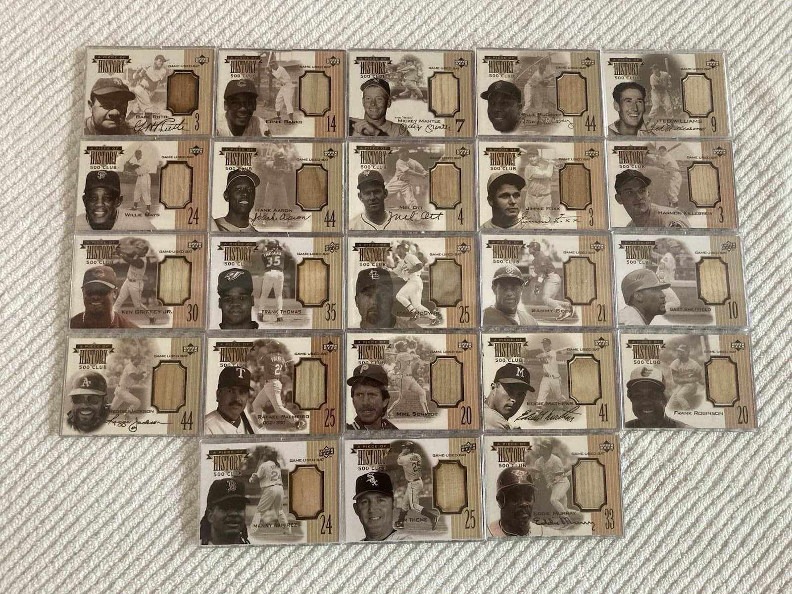 Set (23) 1999 Upper Deck “A Piece of History 500 Club" Baseball Card Collection