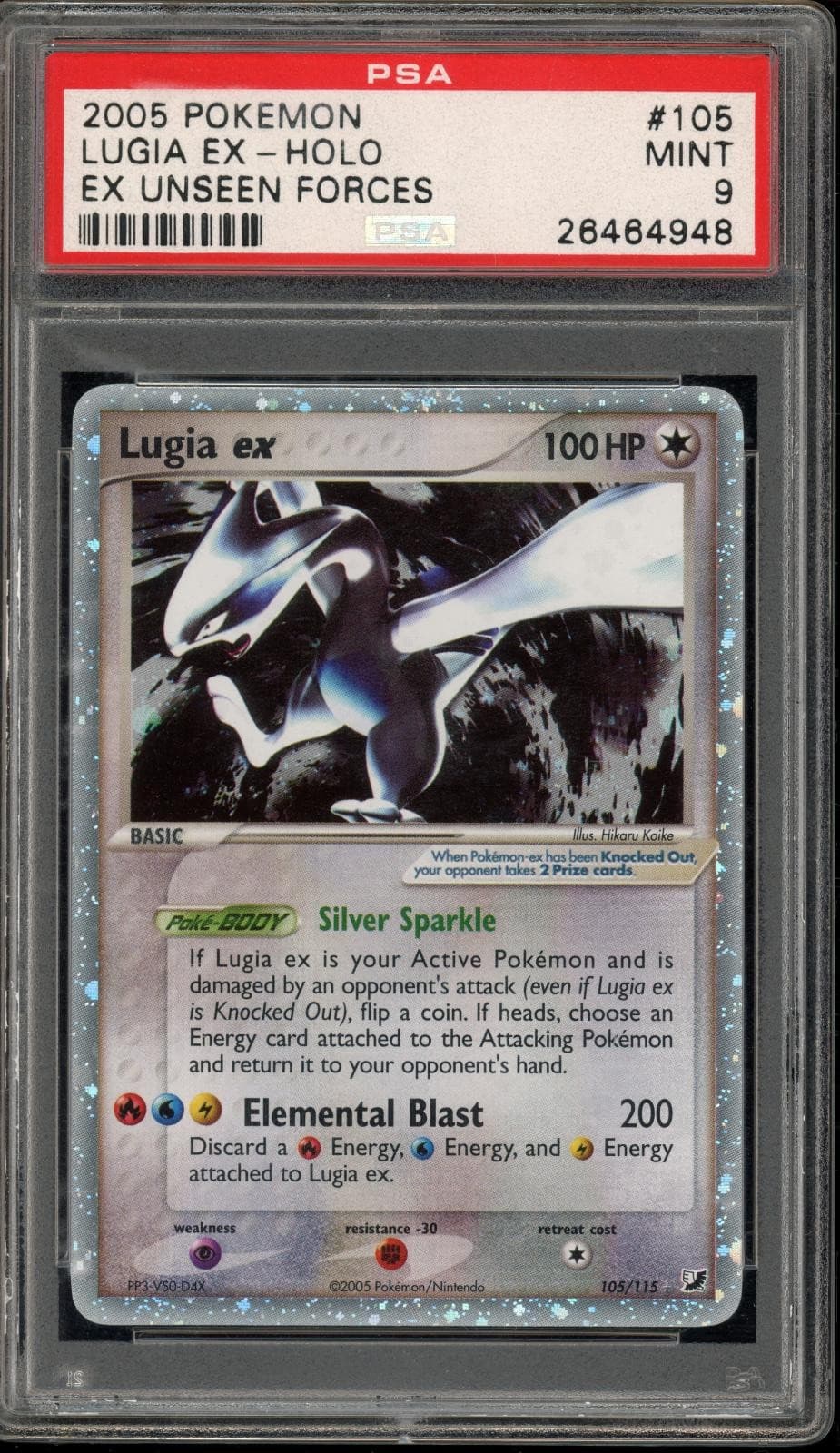Pokemon Lugia EX Holo Unseen Forces 105/115 PSA 9 Mint
