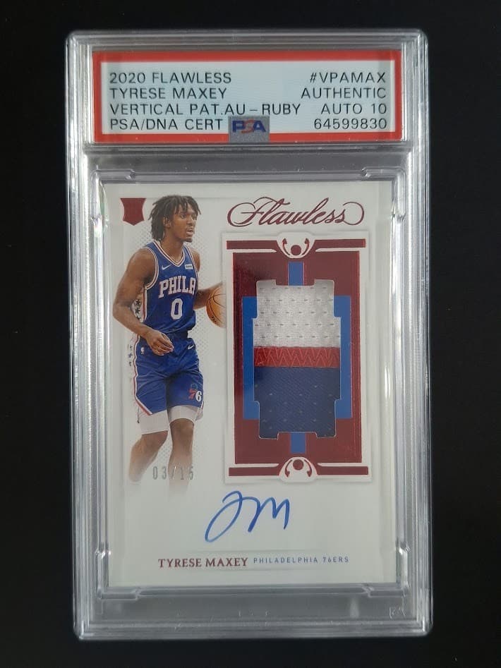 2020 Panini Flawless TYRESE MAXEY 3/15 RC Patch Auto #VPA-MAX PSA Auth AUTO 10