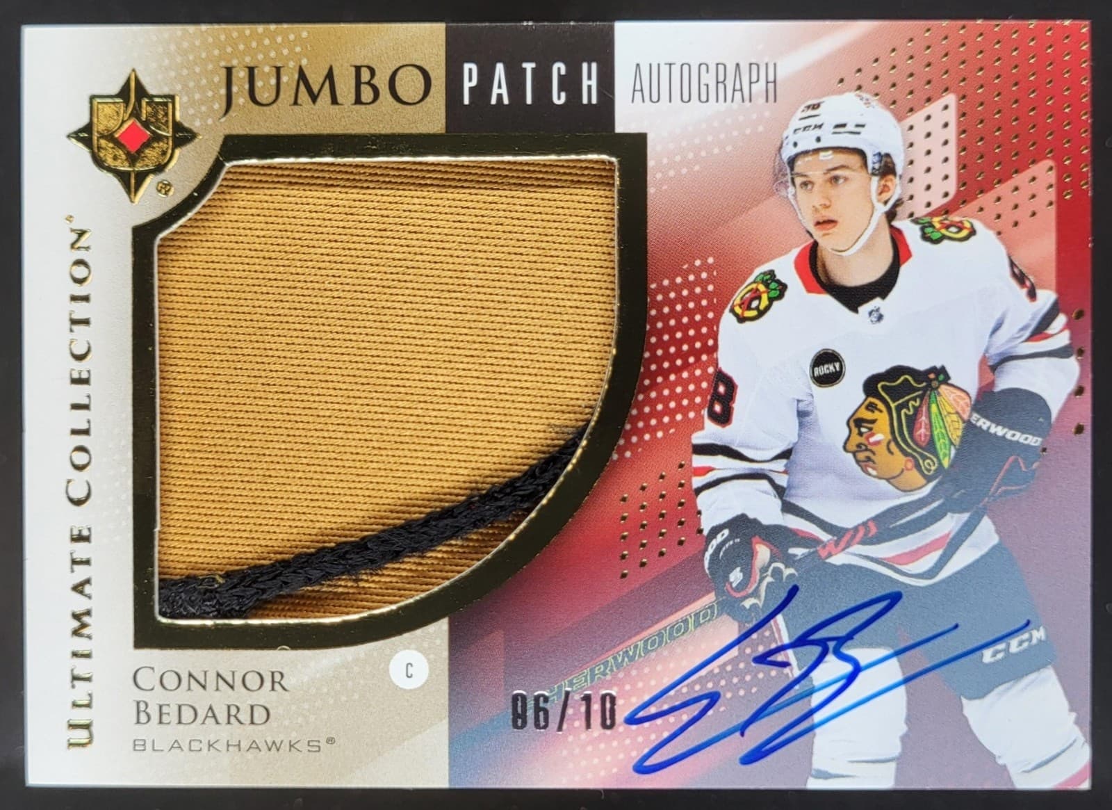 2024-25 Upper Deck Ultimate Collection Connor Bedard Jumbo Patch /10 Auto MA3
