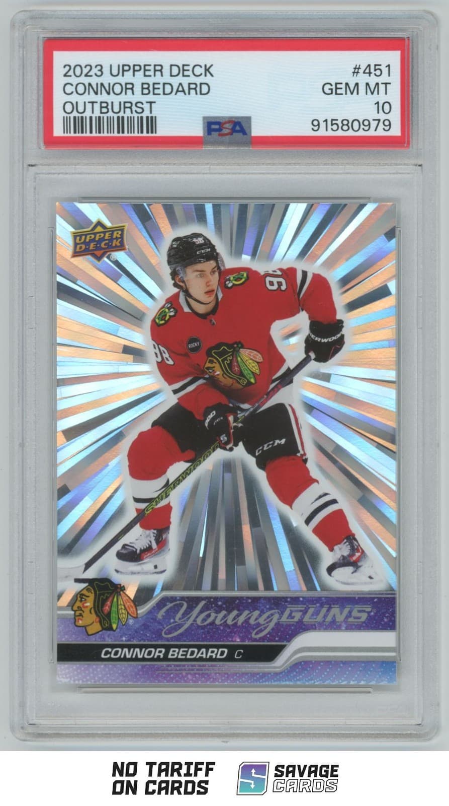 2023-24 UD Young Guns Outburst Connor Bedard PSA 10 #451 Chicago Blackhawks