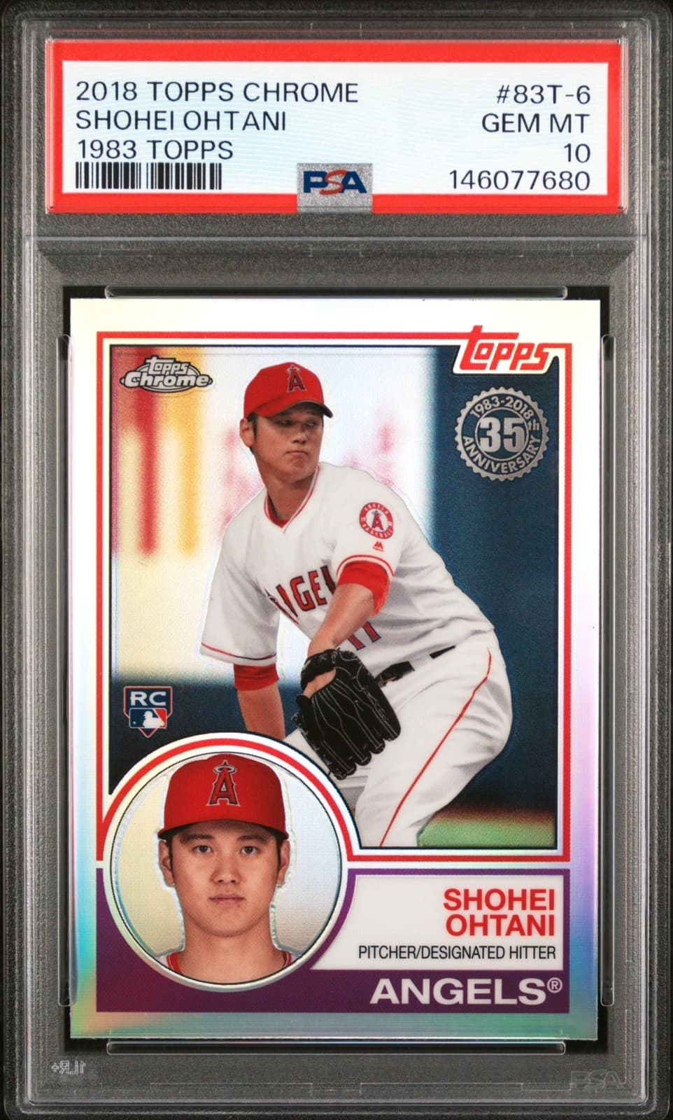SHOHEI OHTANI 2018 CHROME 1983 TOPPS RC #83T-6 PSA 10 GEM DODGERS SN #146077680