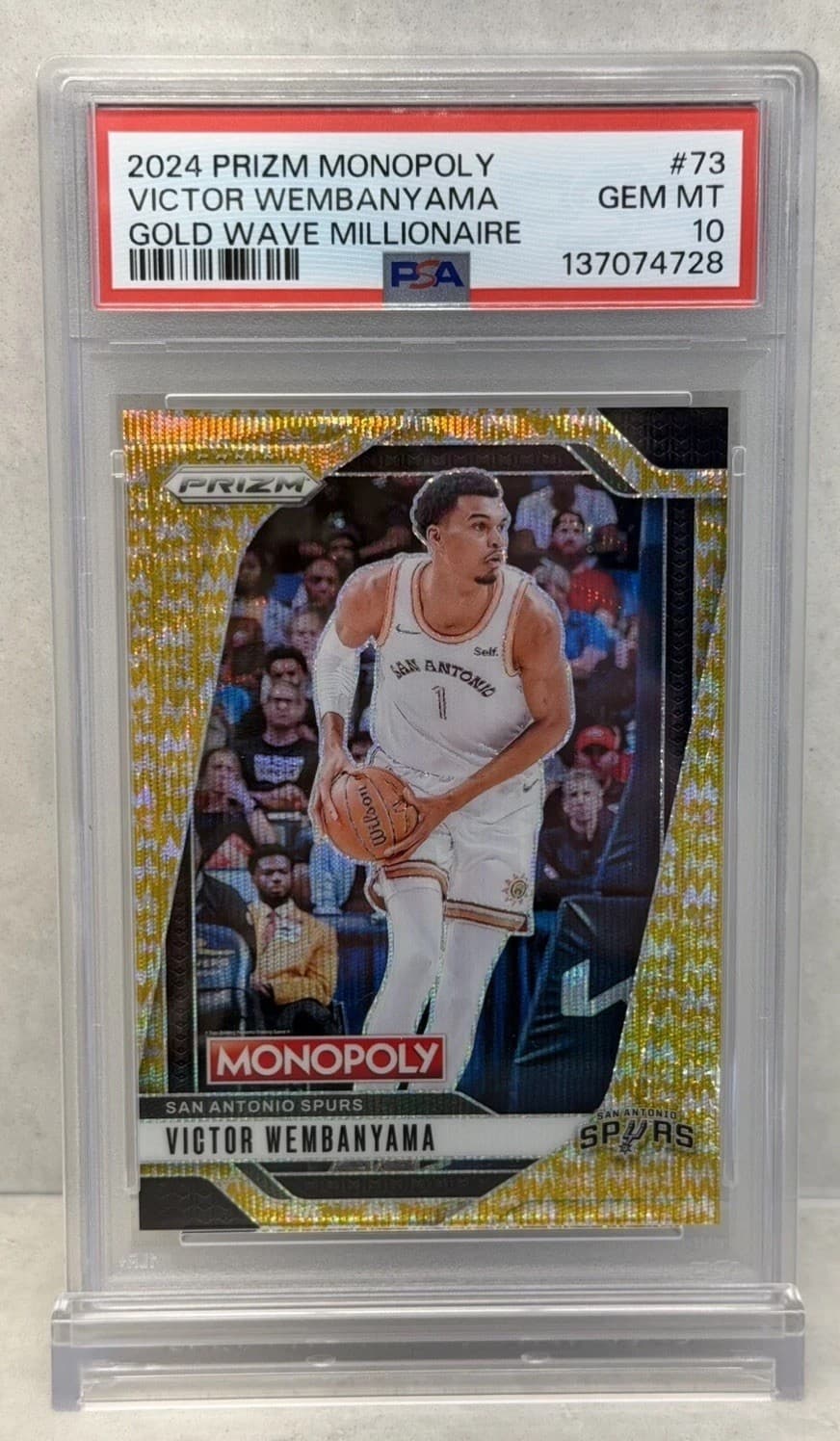 PSA 10 GM Victor Wembanyama #73 GOLD WAVE MILLIONAIRE /10 POP 2!