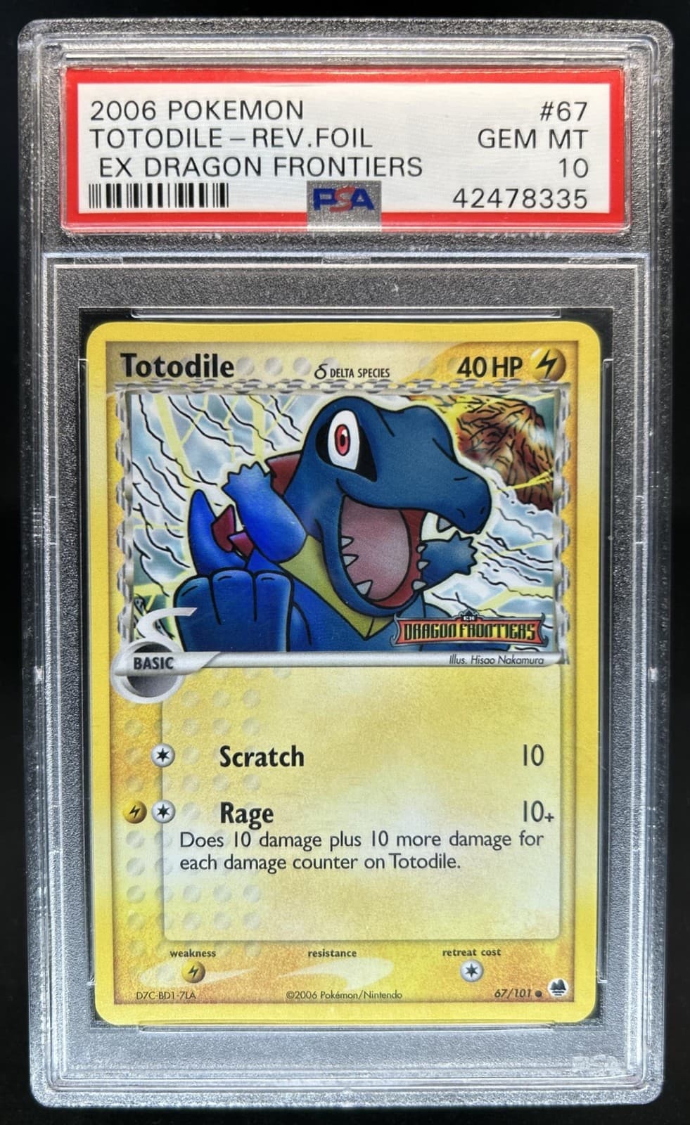 2006 Pokemon EX Dragon Frontiers Totodile Delta Species Reverse #67/101 PSA 10