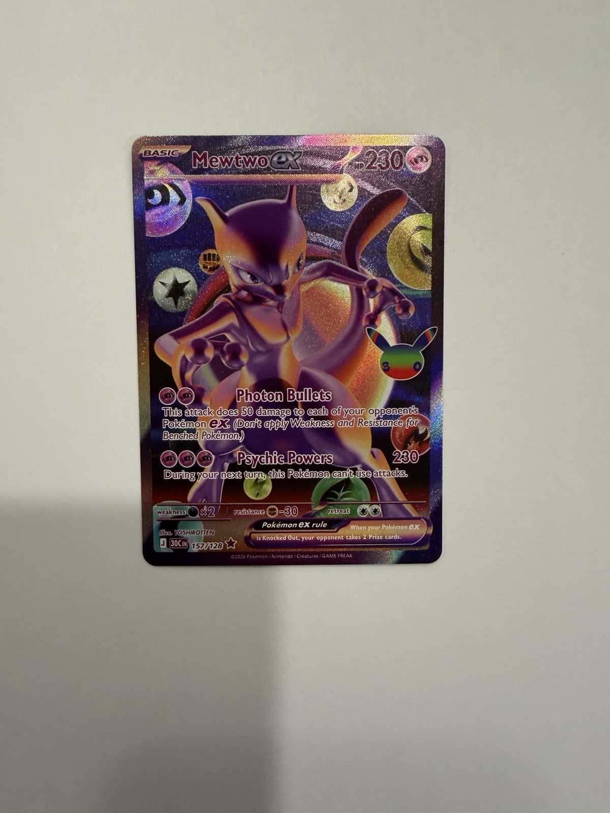 Mewtwo ex 157/128 Futuristic Rare Pokemon TCG 30th Celebration Future English