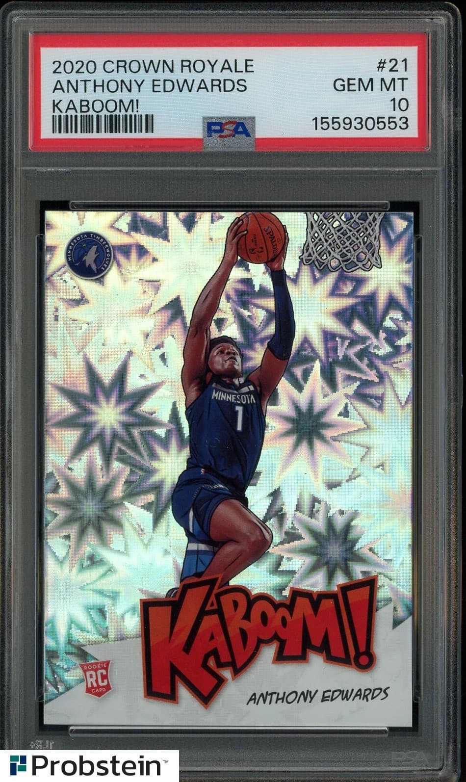 2020-21 Panini Crown Royale KABOOM! #21 Anthony Edwards RC Rookie SSP PSA 10