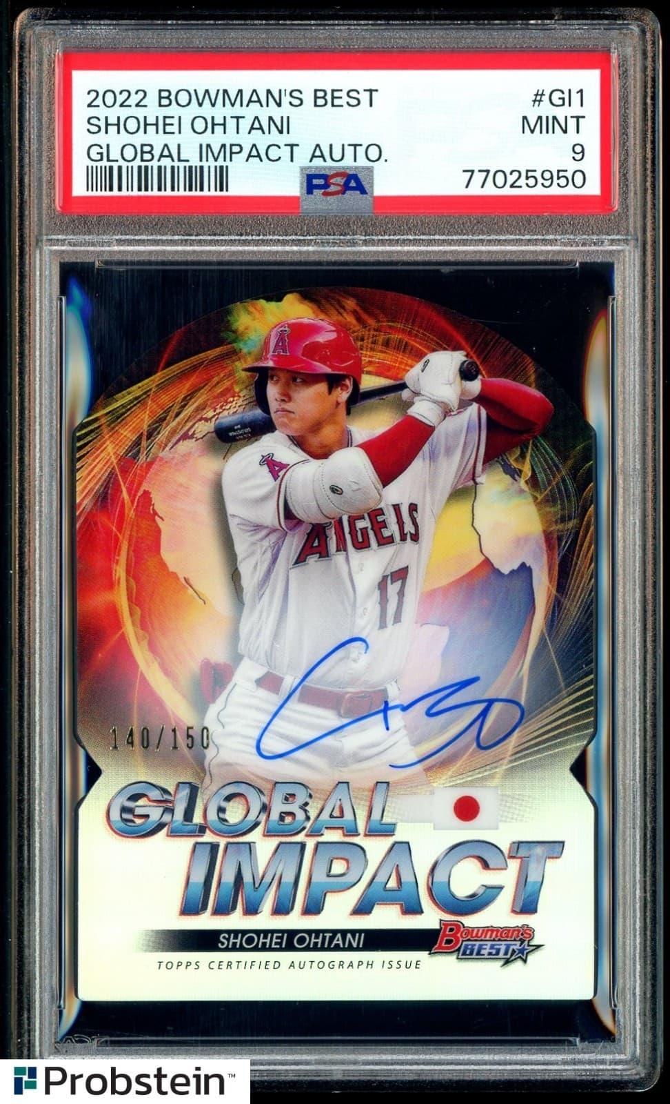 2022 Bowman's Best Global Impact Shohei Ohtani ON CARD AUTO 140/150 PSA 9