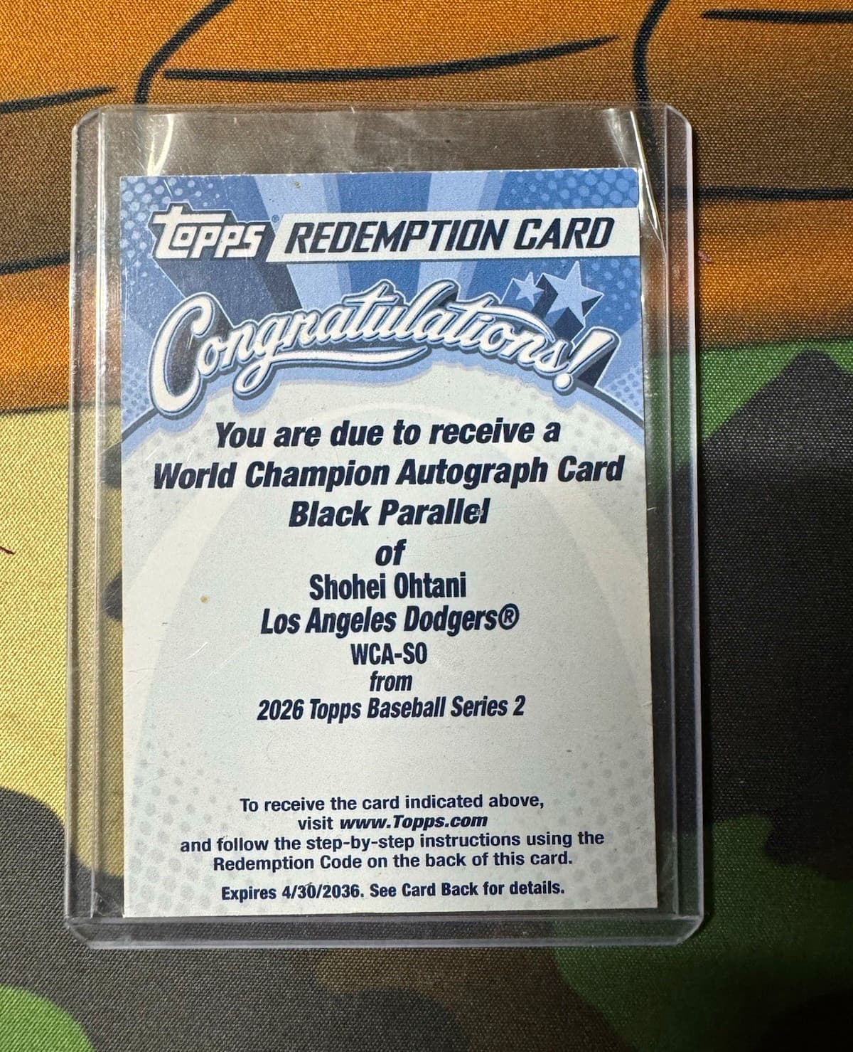 REDEEMED Topps Series 2 Shohei Ohtani Dodgers World Champion Auto WCA-SO /10 