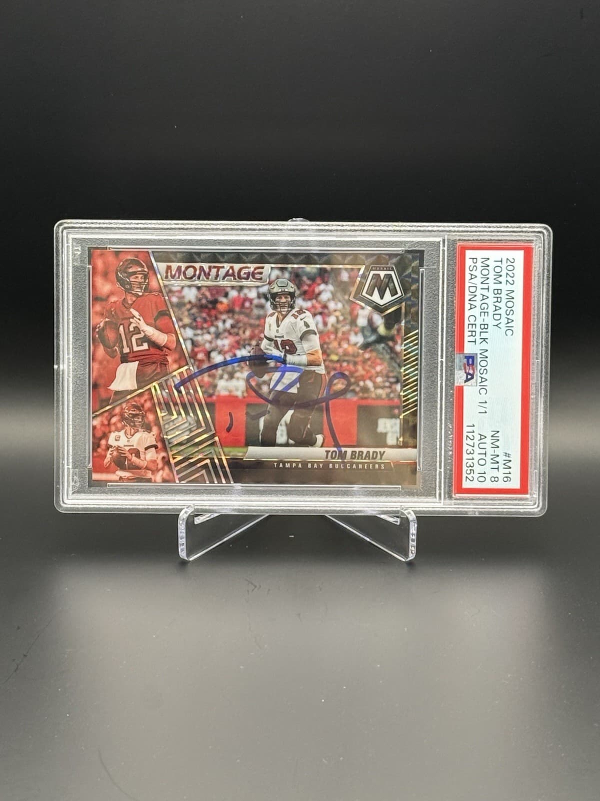 2022 Tom Brady Panini Montage-Blk Mosaic True 1/1 PSA AUTO 10 - On Card Auto