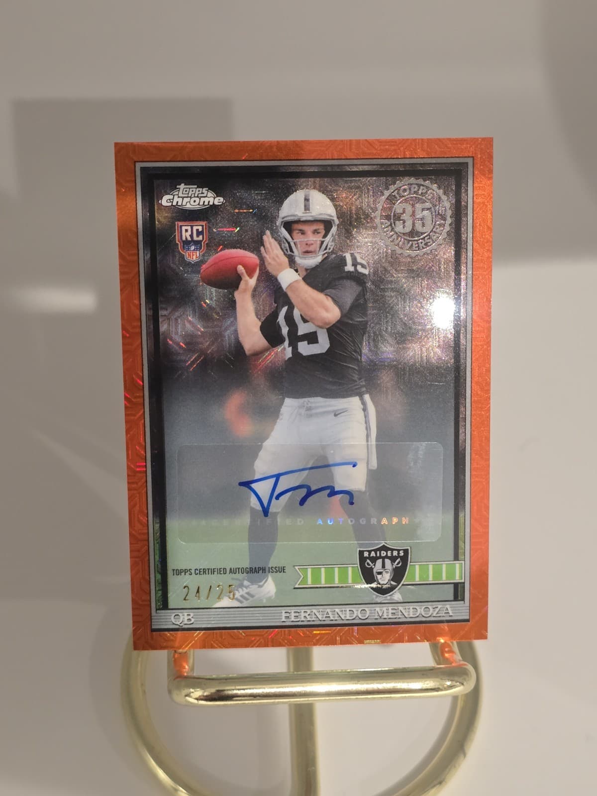 2026 Topps Flagship Football Fernando Mendoza Orange Mojo Auto /25