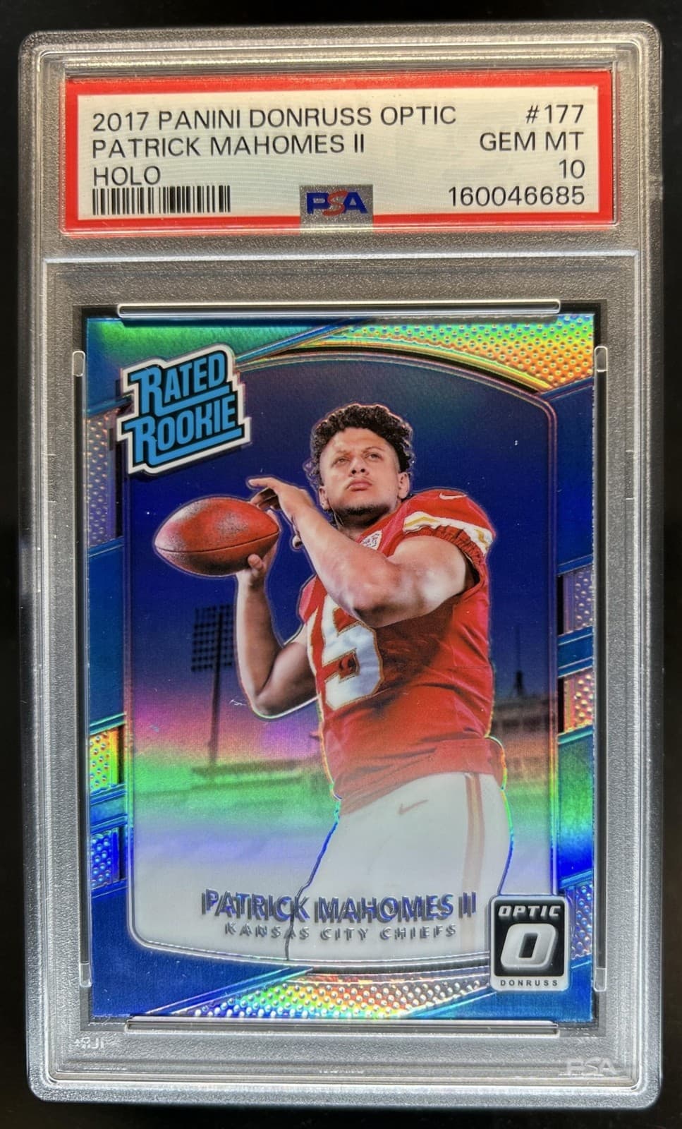 2017 Panini Donruss Optic Patrick Mahomes II Holo RC Rated Rookie #177 PSA 10