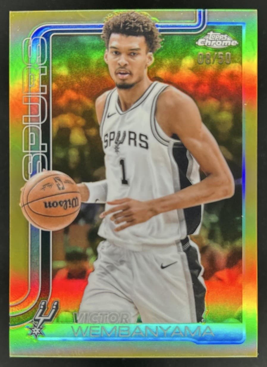 2025-26 Topps Chrome Victor Wembanyama Gold Refractor #/50 Spurs