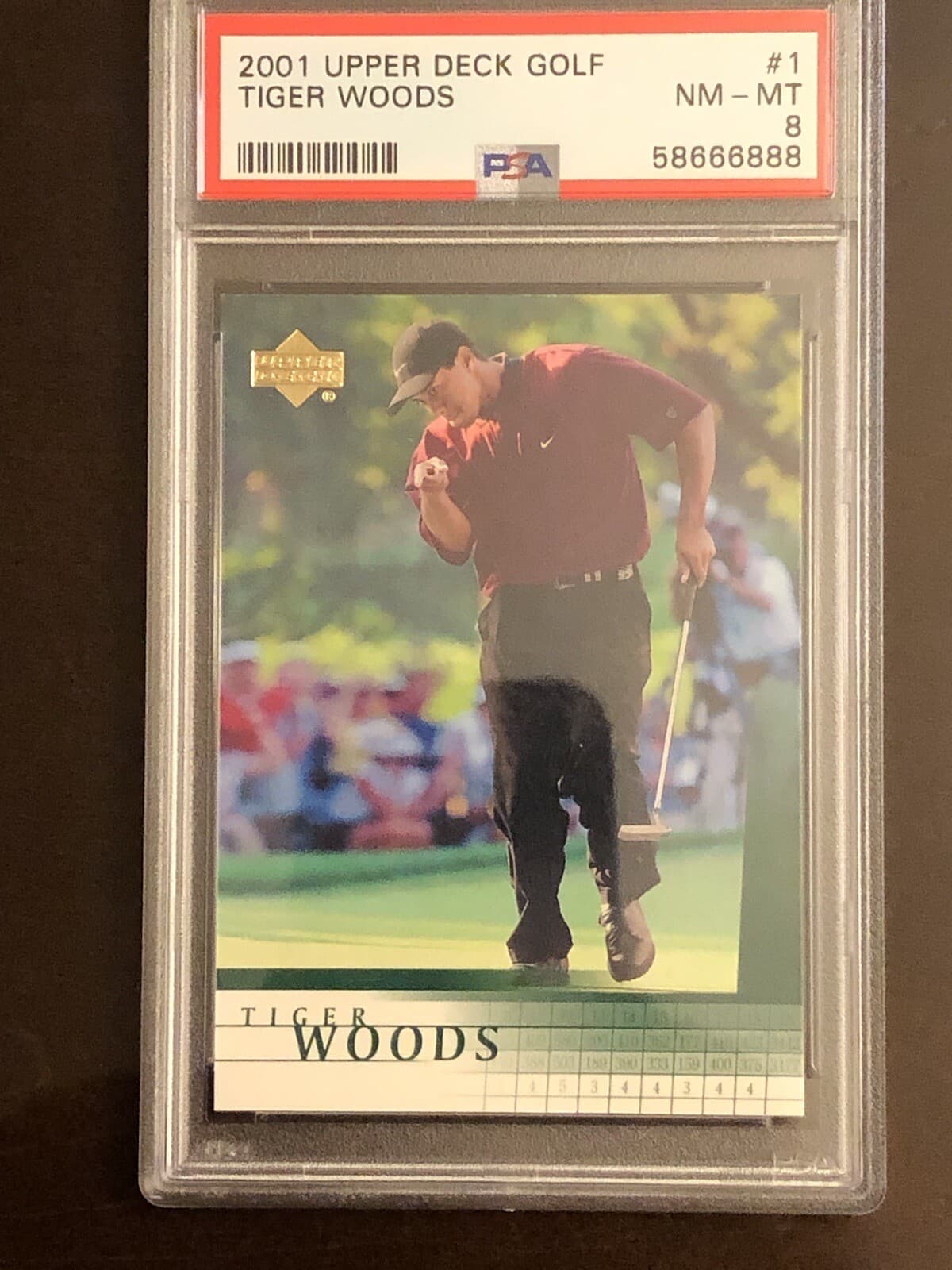 2001 Upper Deck Golf Tiger Woods HOF ROOKIE RC #1 PSA 8 NM-MT